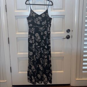 J Crew Black and White Floral Print Maxi Dress